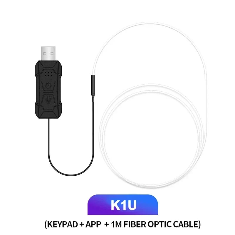 Car Interior Atmosphere Light Ambient LED Light Strip RGB Invisible USB Fiber Optic Lamp Trim Decor support APP Control