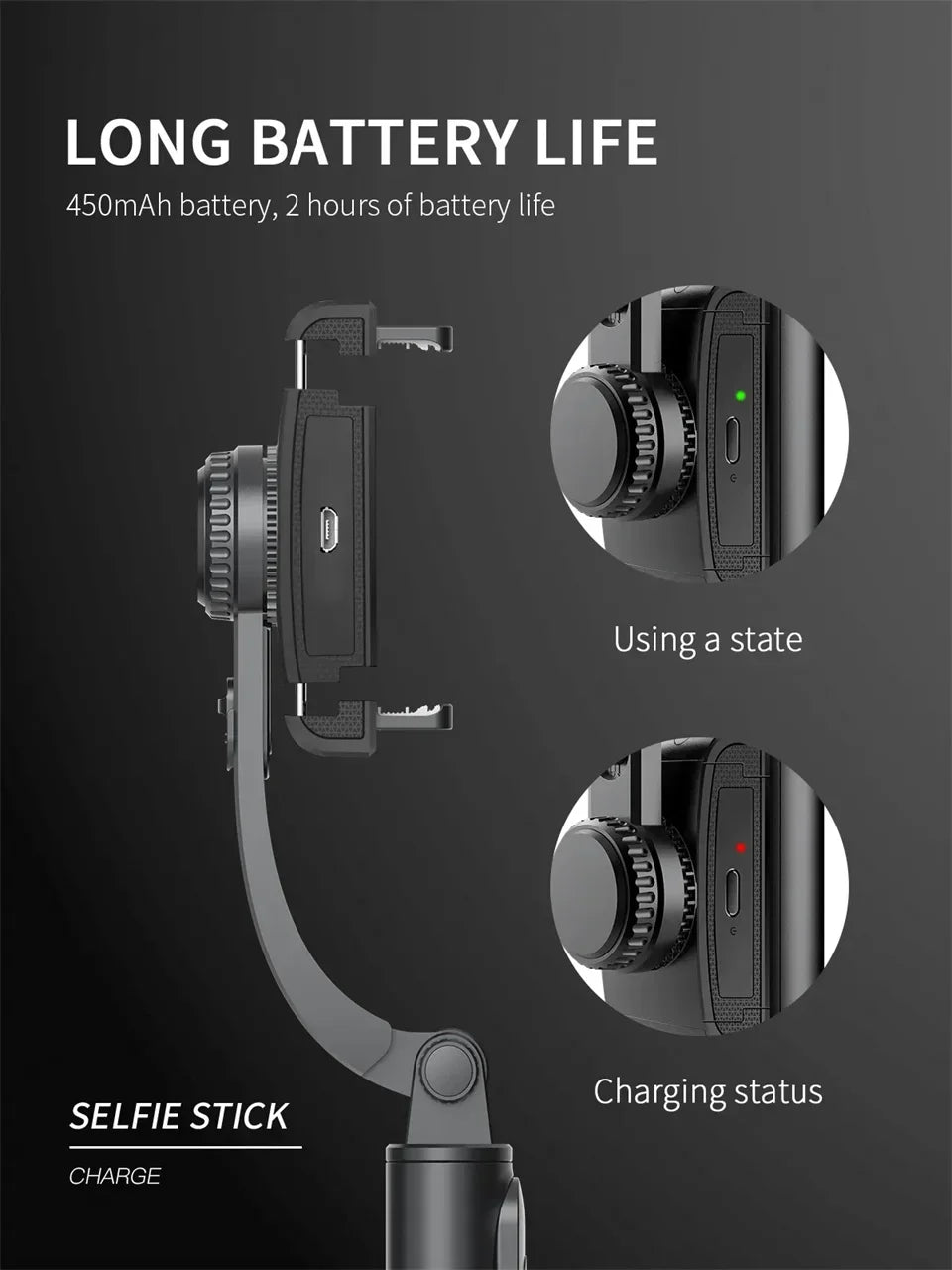Q08 Gimbal Stabilizer Mobile Phone Video Stabilizer Bluetooth Selfie Stick Tripod for Smartphone Live Vertical Shooting Bracket