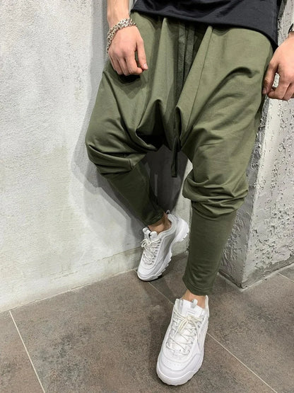 Mens Clothing 2025 Men's New Hip-hop Trend Trousers European American Loose Solid Color Feet Street Sports Casual Harem Pants