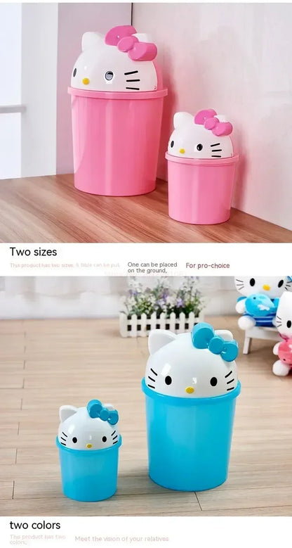 New Sanrio Hello Kitty Dustbin Trash Can Rubbish Bin Garbage Binsanrio Kawaii Trash Paper Basket Can Living Room Bedroom