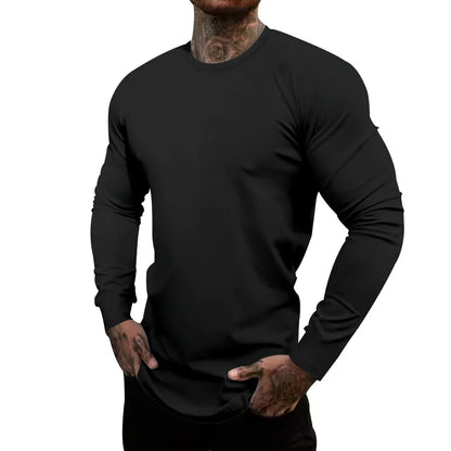 Mens Gym Workout Slim Fit Long Sleeve T-Shirt Performance Athletic Shirts Running Fitness Tee Loungewear Casual Crewneck Tops
