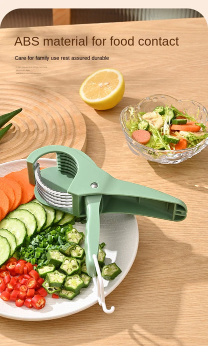 Fruit & Vegetable Slicer, Food - Grade Spring - Clip Cutter, Wavy Blade Even Slicing Kitchen Tool