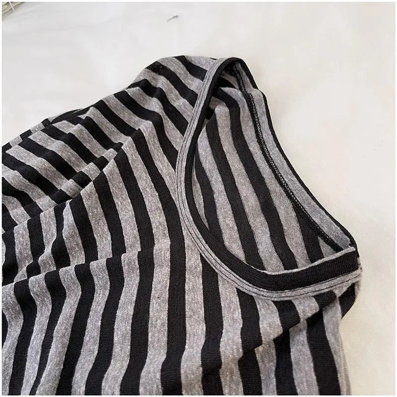 Korean Loose Long Sleeve Striped T-shirt Women's Clothing Spring Autumn Casual Fashionable Round Neck Pullovers Tops for Female