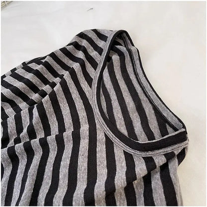 Korean Loose Long Sleeve Striped T-shirt Women's Clothing Spring Autumn Casual Fashionable Round Neck Pullovers Tops for Female