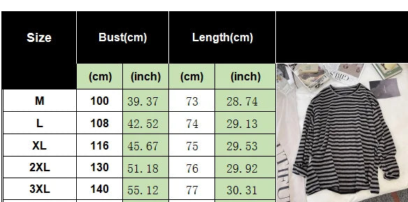 Korean Loose Long Sleeve Striped T-shirt Women's Clothing Spring Autumn Casual Fashionable Round Neck Pullovers Tops for Female