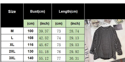 Korean Loose Long Sleeve Striped T-shirt Women's Clothing Spring Autumn Casual Fashionable Round Neck Pullovers Tops for Female