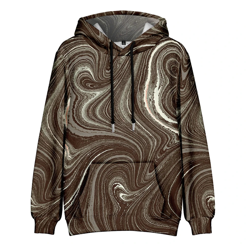 Men's Oversize Hoodie Modern Abstract Art Print Sweatshirt Fluid Graphic Pullover Hoodie with Pocket Streetwear Couple Fashion