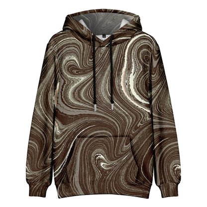 Men's Oversize Hoodie Modern Abstract Art Print Sweatshirt Fluid Graphic Pullover Hoodie with Pocket Streetwear Couple Fashion