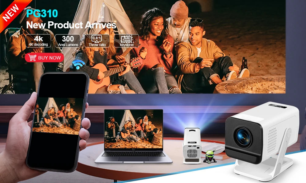 PROGAGA PG370 1080P Full HD Projector For Movie WiFi Android Projector 4K PG370 Smart TV Home Theater Mini Portable Video Beamer