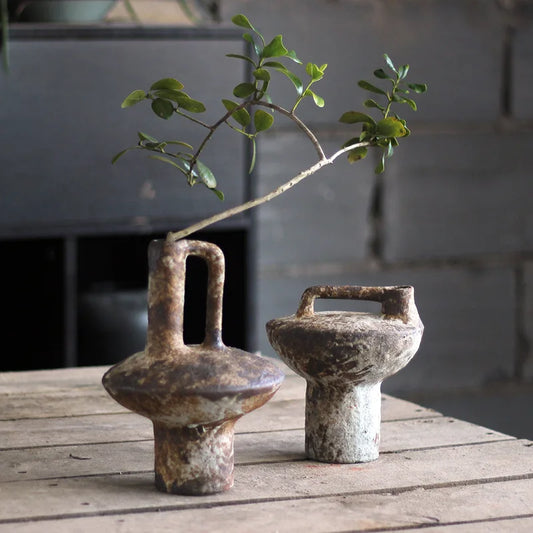 Ceramic Vase Retro Nostalgic Rough Clay Pottery Vases Vintage Handmade Style Home Decoration Dried Flowers
