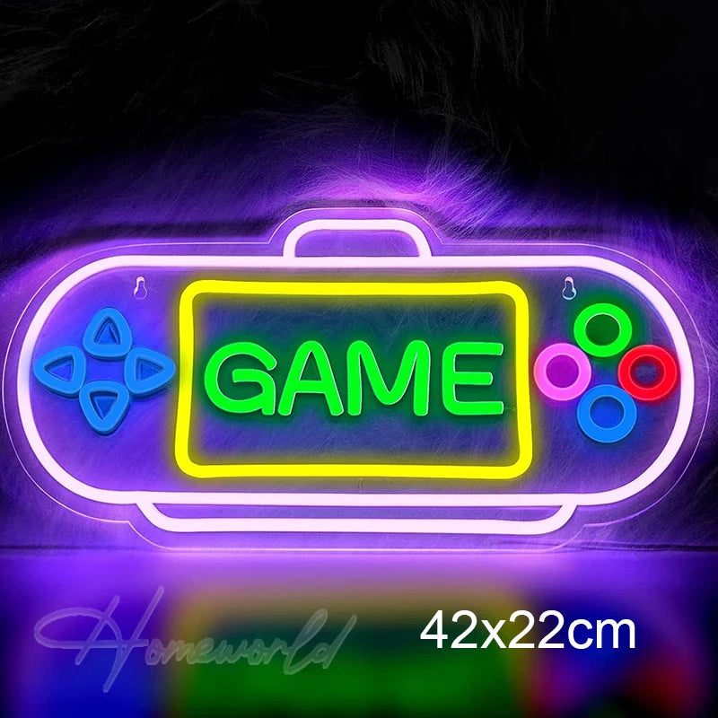 Arcade Neon Sign LED Game Room Handle Neon Light Wall Decor Gamer Teen Shop Internet Cafes USB port Party Birthday Gift