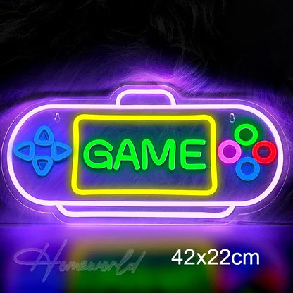 Arcade Neon Sign LED Game Room Handle Neon Light Wall Decor Gamer Teen Shop Internet Cafes USB port Party Birthday Gift