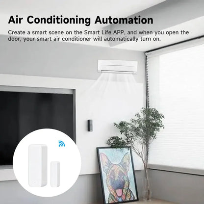 Tuya Smart WiFi Door Sensor Smart Home Open Close Detector Smartlife App Control Notification Compatible with Alexa Google Home