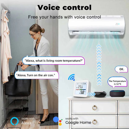 ONENUO Tuya WIFI Temperature Humidity Sensor Hygrometer Thermometer Smart Home Backlight Smart Life Support Alexa Assistant