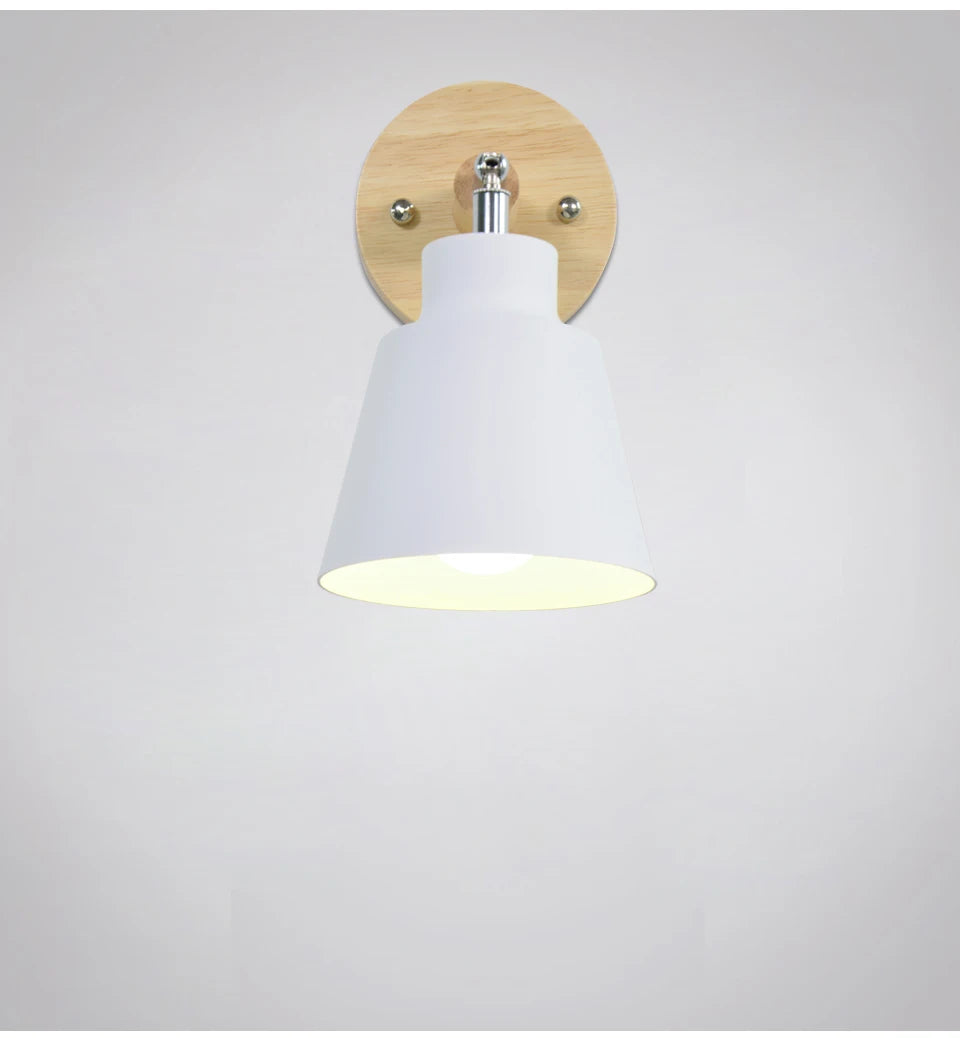 Nordic Wall Light Indoor DIY E27 Wooden 6 Colors EU/UL Plug 350° Wall Lamps for Living Room Bedroom Aisle Sconce Fixtures