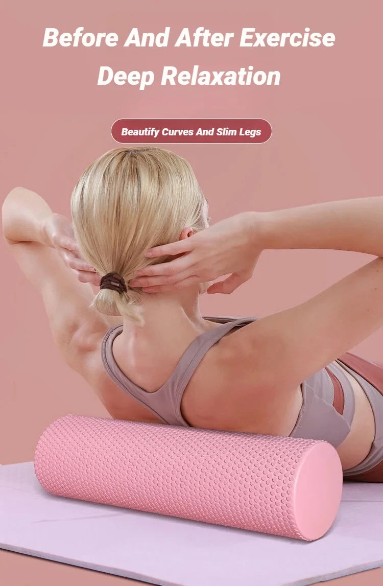 Hexagonal Yoga Roller: Round EVA Foam Cylinder for Pilates & Enhanced Home Workouts (Diameter 9.5cm, Length 29.7cm)