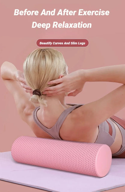 Hexagonal Yoga Roller: Round EVA Foam Cylinder for Pilates & Enhanced Home Workouts (Diameter 9.5cm, Length 29.7cm)