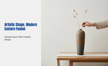 Ceramic Vase, Modern Creative Mini Flower Vessel, Desktop Home Decor, Rustic Pottery Glaze Finish, Oriental design