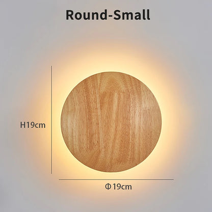 Nordic LED Wall Light Modern Original LED Circular Wooden Wall Light Personalized Bedside Bedroom Staircase Wall Hanging Light