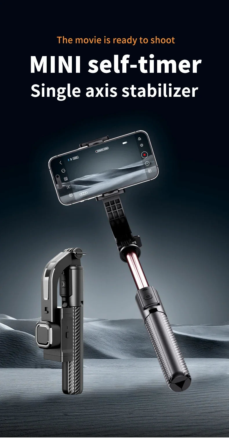Cellphone Gimbal Stabilizer for Smartphone Mobile 1-Axis Anti Shake Selfie Stick Handheld Video Tripod Phone Holder for iPhone