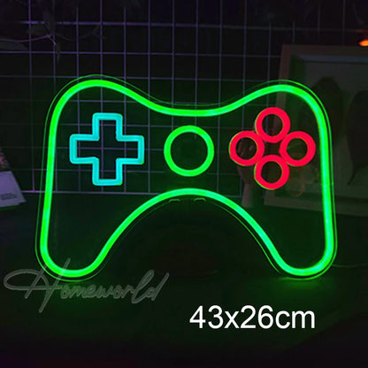 Arcade Neon Sign LED Game Room Handle Neon Light Wall Decor Gamer Teen Shop Internet Cafes USB port Party Birthday Gift