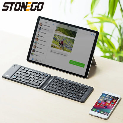 Foldable Bluetooth Keyboard Portable Wireless Rechargeable Ultra Slim Silent Key Board for Mobile Phone Accessories