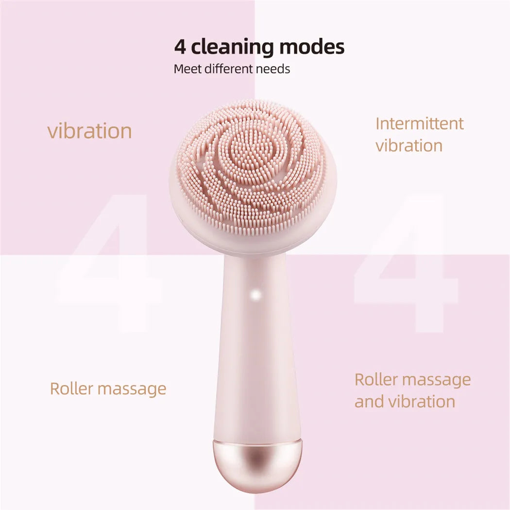 Rechargeable Electric Silicone Facial Cleansing Brush – Waterproof Vibration Massage Tool for Deep Pore Cleansing