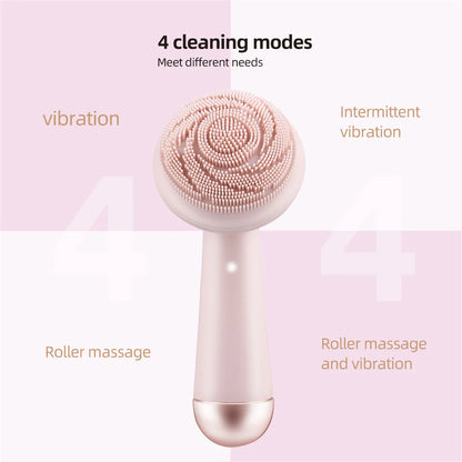 Rechargeable Electric Silicone Facial Cleansing Brush – Waterproof Vibration Massage Tool for Deep Pore Cleansing