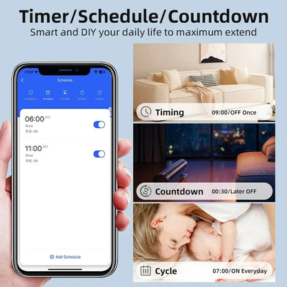 Tuya WiFi Smart Switch 16A  Module 2-way Control Mini Switch Breaker Smart Life Work With Alexa Google Alice