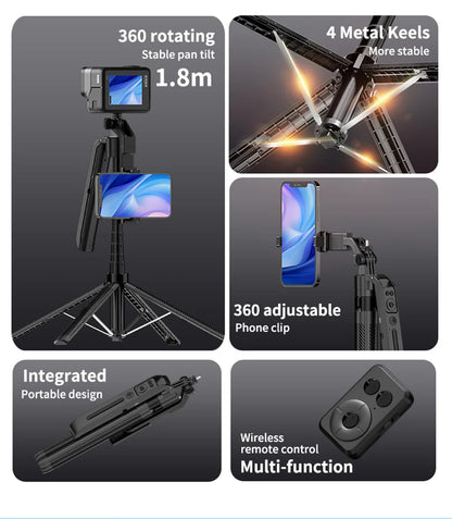 MEUYAG Selfie Stick Gimbal Stabilizer For Smartphone With Bluetooth Remote Intelligent Follow-Up Anti Shake Pan Tilt Tripod