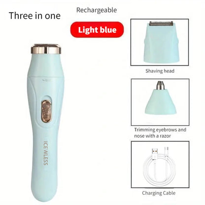 3-in-1 electric hair removal set, USB rechargeable nose hair trimmer, underarm, leg hair, nose hair removal device