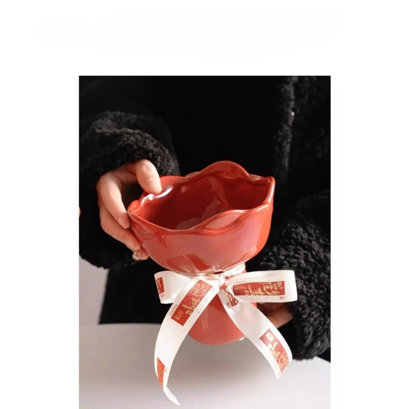 Ceramic Vase for Living Room, Emotional Stability Small Vase for New Home, Wedding Gift with Minimalist Aesthetic, Handmade