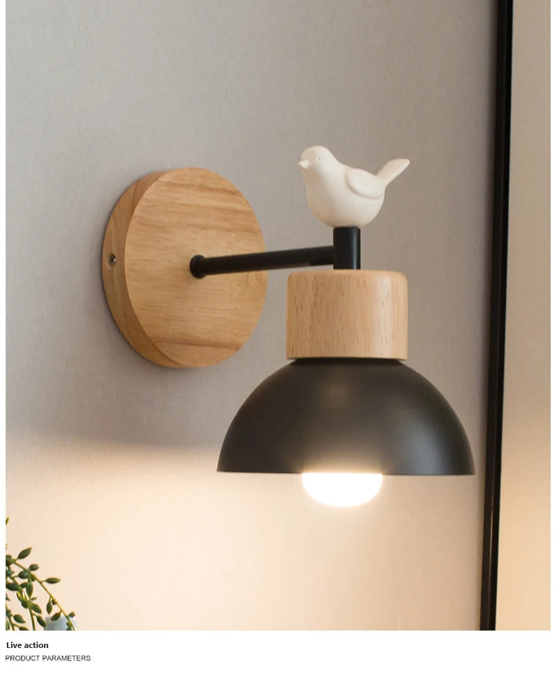 Nordic LED Wall Lamp Wood Creative Lighting Fixture Guest Room Balcony Staircase Sconce Bedroom Bedside Decor Light with bulb