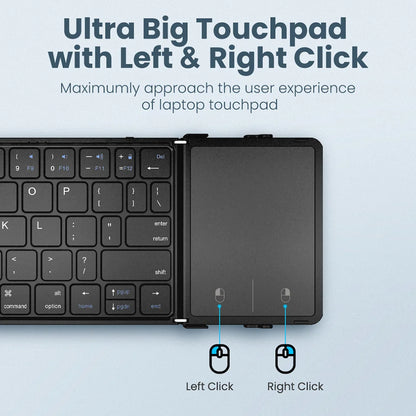 Foldable Bluetooth Keyboard with Touchpad Wireless Folding Keyboard with PU Leather for iOS Android Windows,Support 3 Devices