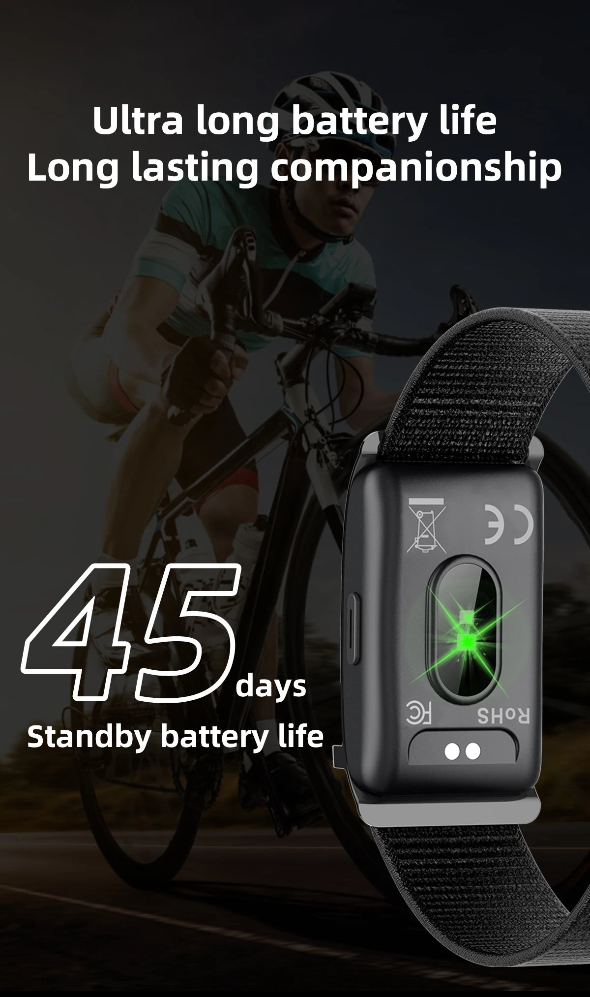 2026 Fitness Tracker Smart Bracelet Pedometer No Screen Breathable Sport Wristband Call Reminder Heart Rate Monitor Smartwatch