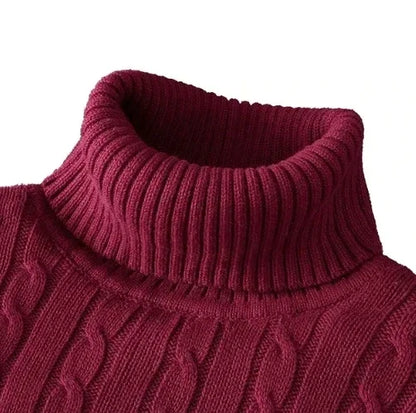Men's High Neck Sweater Solid Color Pullover Knitted Warm Casual Turtleneck   Men Clothes