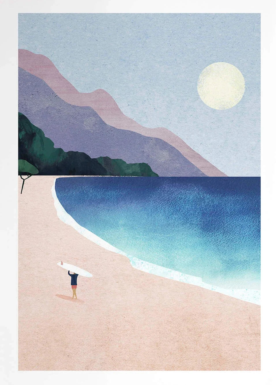 Canvas Painting Wall Art Picture Simple Outdoor Summer Beach Scenery Poster Sunset Surfers Swimming Ocean Living Room Home Decor