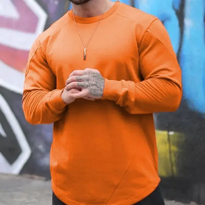 Tops Slim Fit Gym Tight T Shirts for Men Smooth Male Clothes Aesthetic Running Fashion Trends 2025 Casual Long Sleeve Bulk Emo A