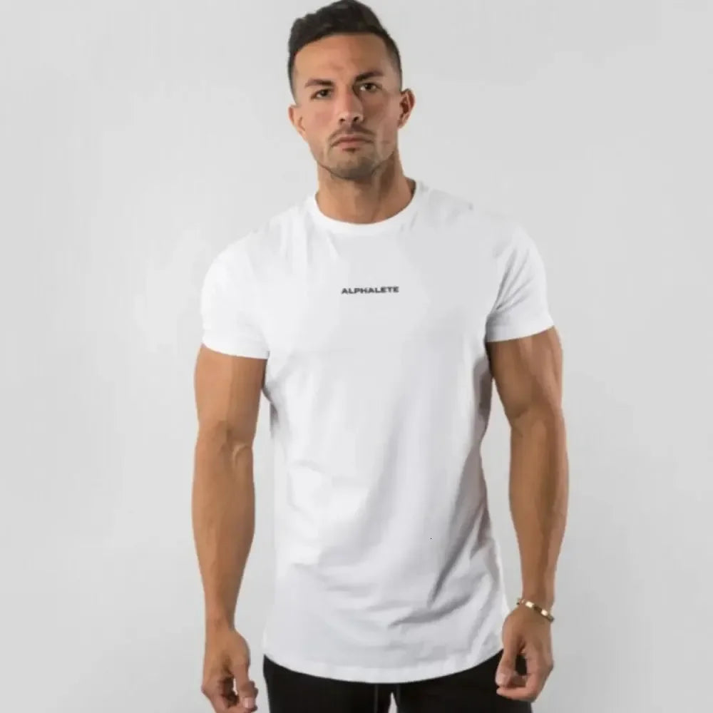 Retro GYM Men's Slim Fit Gym Cotton Muscle Fit T Shirts for Fitness Bodybuilding and Sport Training Summer Casual Clothing