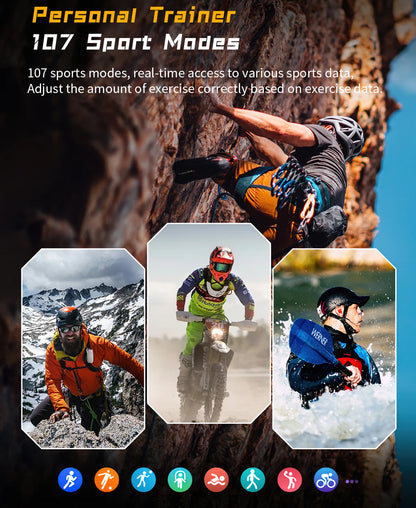 2026 Fitness Tracker Smart Watch for Men and Women with Heart Rate Sleep Monitor 100+ Sports Modes IP67 Waterproof Smartwatches