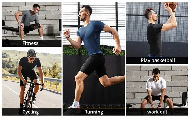 Slim Fit Men's T Shirt for Fitness Leisure Outdoor Sports Basketball Shirt Jogging Comfortable Breathable Quick Drying T Shirts
