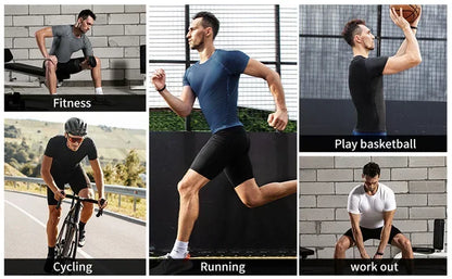 Slim Fit Men's T Shirt for Fitness Leisure Outdoor Sports Basketball Shirt Jogging Comfortable Breathable Quick Drying T Shirts