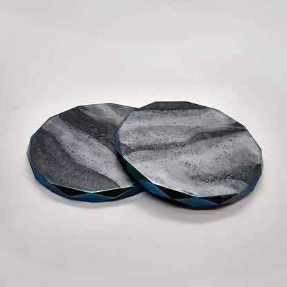 2pcs Silicone Resin Mold Rhombus Edge Crystal Roller Coaster Mold Round Gear Gypsum Silicone Mold(7.5CM*7.5CM)