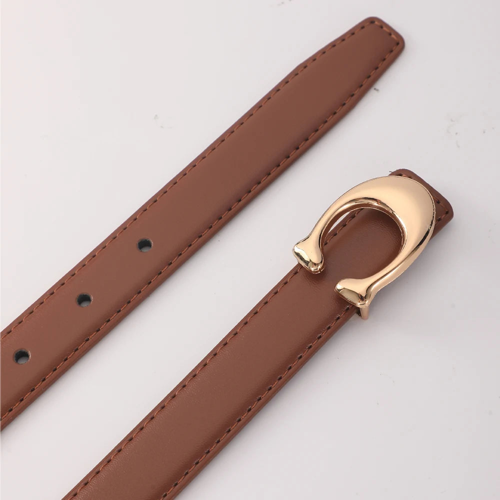 C-shaped Smooth Buckle Simple Women's Soft Durable Belt Fashion Women's Clothing Accessories Paired With Business Casual Belt