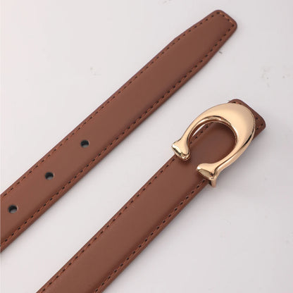 C-shaped Smooth Buckle Simple Women's Soft Durable Belt Fashion Women's Clothing Accessories Paired With Business Casual Belt