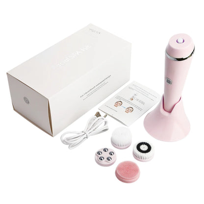 Facial Cleansing Brush 4 in 1 Electric Rechargeable Waterproof Rotating Face Cleaner Deep Pore Cleansing Skin Care Tool