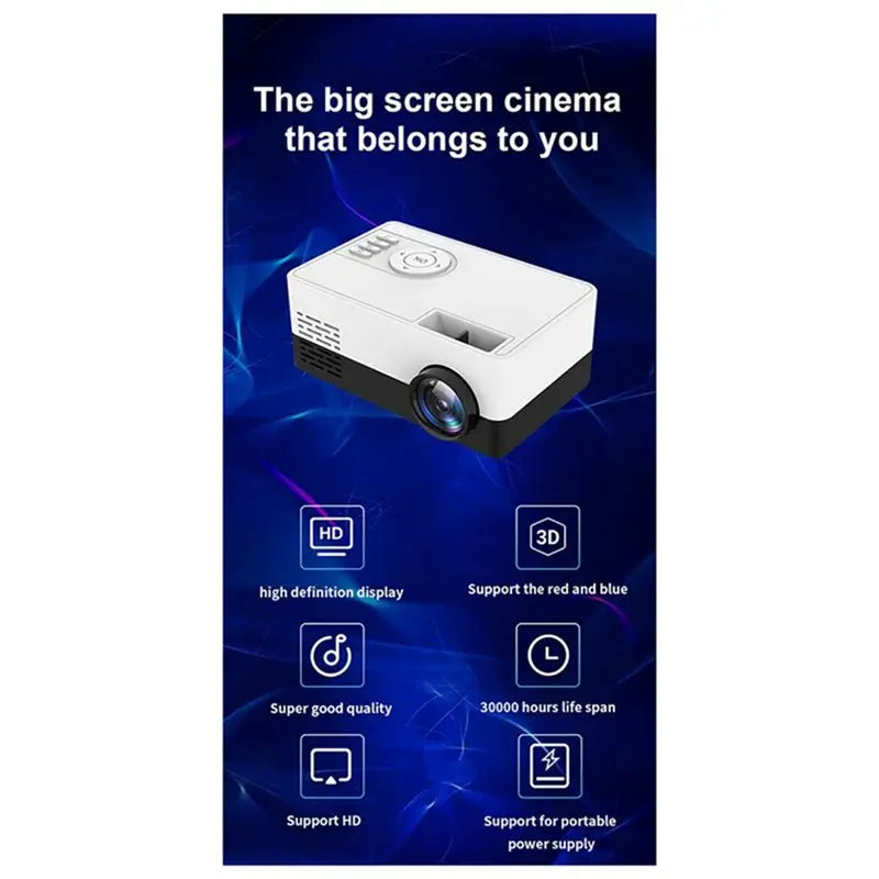 J15 Pro Led Mini Projector for Home Theater 480x360 Pixels 1080P Supported USB Audio Video Mini Beamer-EU Plug