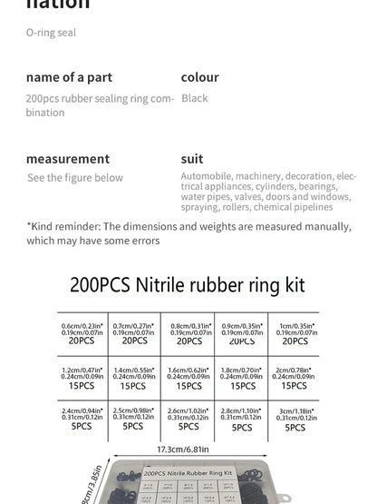 Rubber O Ring Set Gaskets Seal Nitrile Rubber Bands High Pressure O-Rings Repair Kit Sealing Elastic Band O Rubber Rings