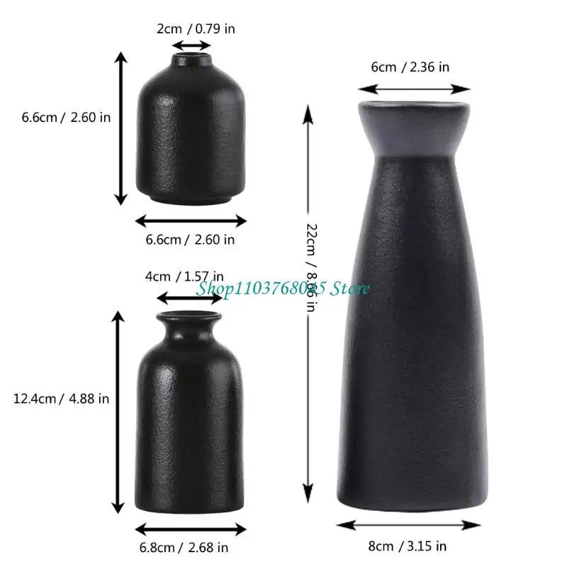R53F 3Pcs Ceramics Vases for Florals Decoration Contemporary Geometrics Living Room Centerpieces