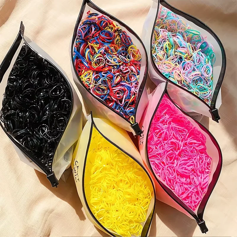 500Pcs/Set Girls Colourful Elastic Disposable Soft Rubber Band Hair Tie Headband Children Ponytail Holder Bands Kids Accessories